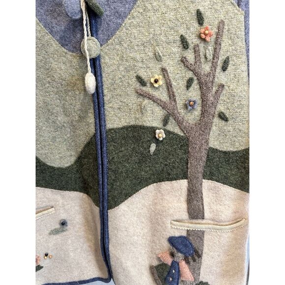 GIESSWEIN~WOOL Austria EMBROIDERED Jacket SWEATER Sz 12‎ Kite Tree - Picture 4 of 6